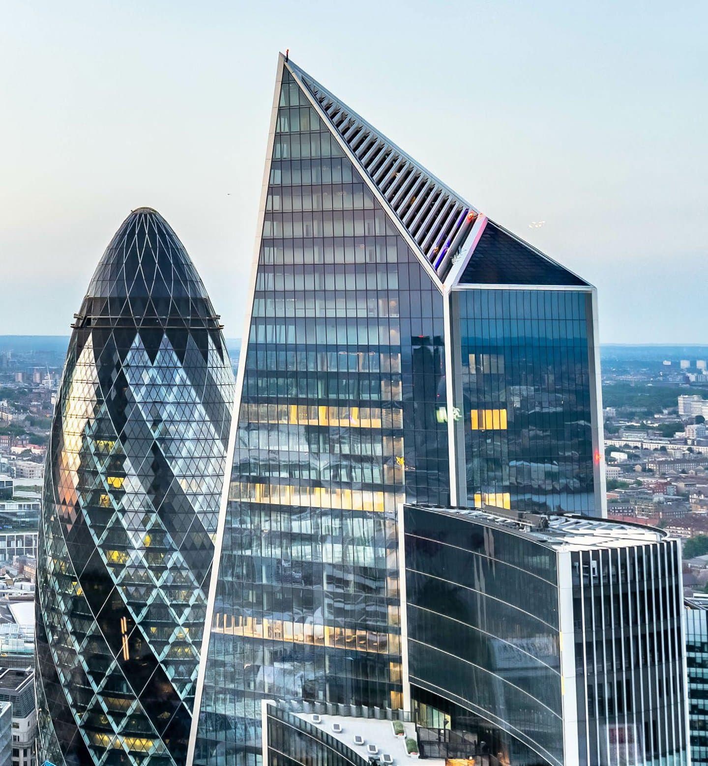 London cityscape with skyscrapers.